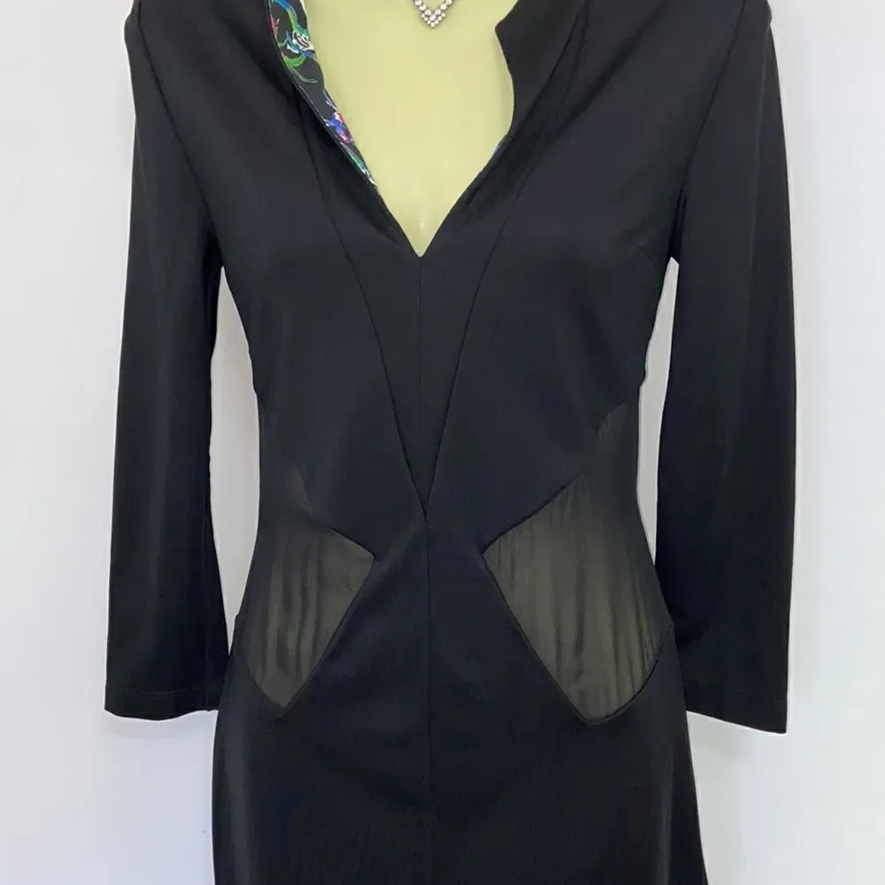 Just Cavalli Dress Black Silk Mesh Accents Nwot Sz Sm - Picture 3 of 9